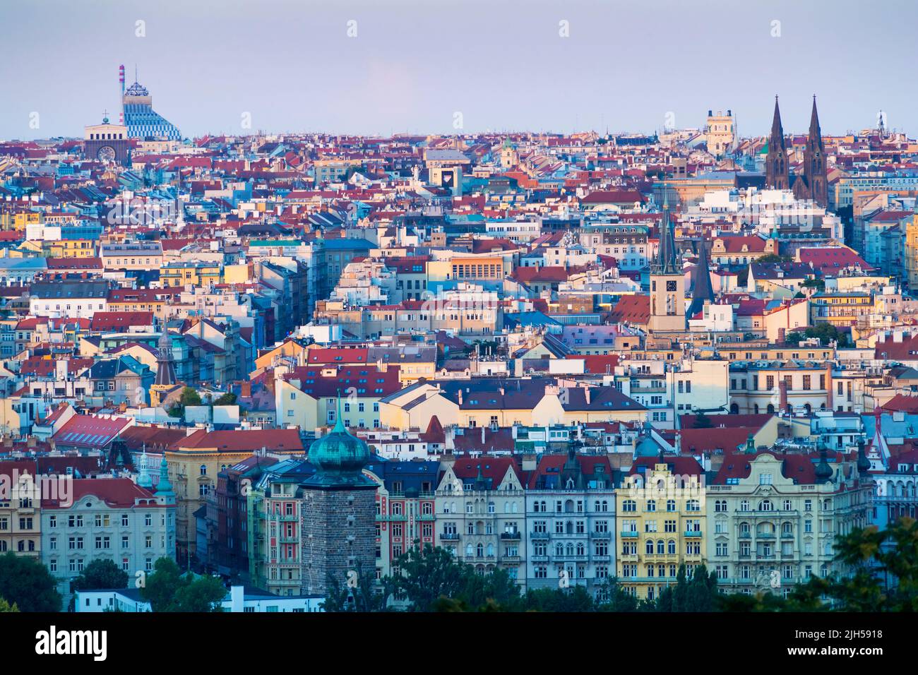 evening panorama of Prague`s down town Stock Photo